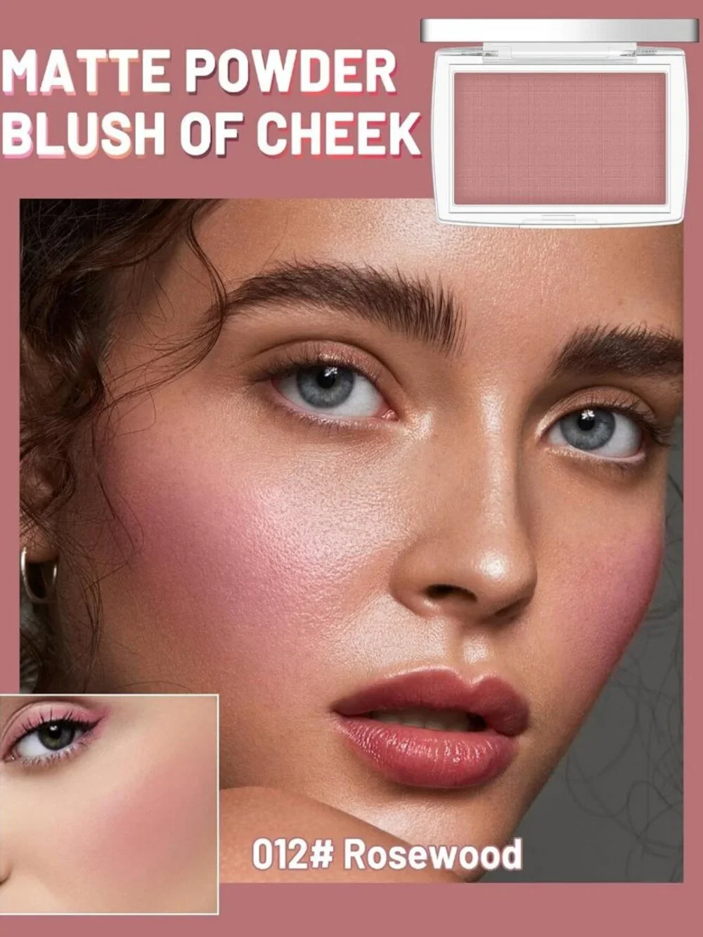 Rosewood Blush Powder Palette for Mature Skin - Flattering Cheek Color & Brush